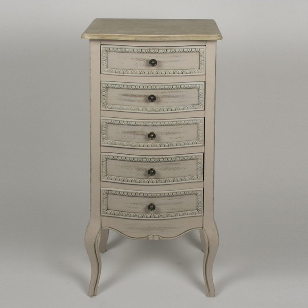 ZJW104_1_French Country Grey Chest 5 Drawers