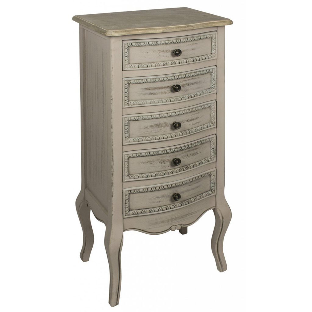 ZJW104_French Country Grey Chest 5 Drawers