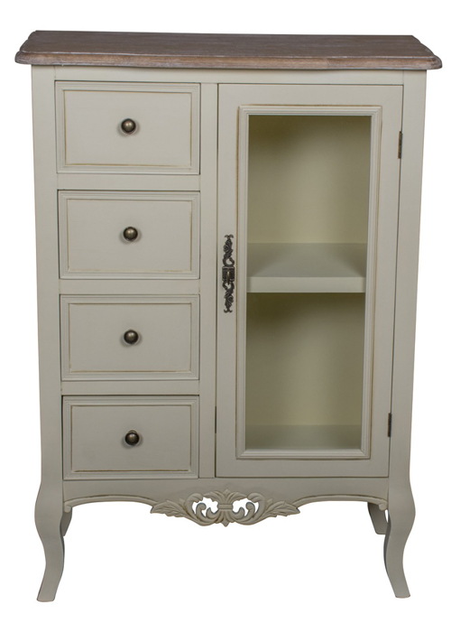 ZJW147_1_Country Grey Brown Glass Cabinet