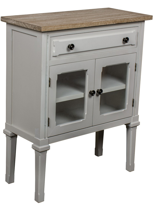 ZJW154__French Country Grey Glass Display Cabinet