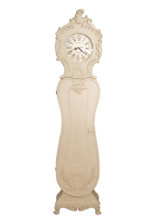 pfj010_Antique Cream Storage Cabinet Grandmother Clock