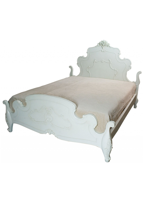 pls056-angled_White Rose Floral King Size Bed Frame