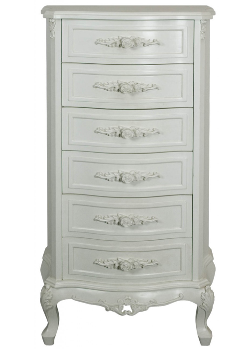 pls058-1_White Rose Tall Boy 6 Drawer Unit
