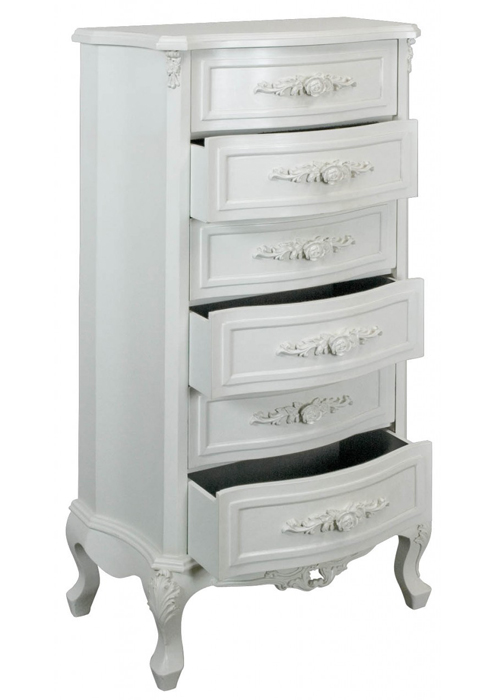 pls058-4_White Rose Tall Boy 6 Drawer Unit