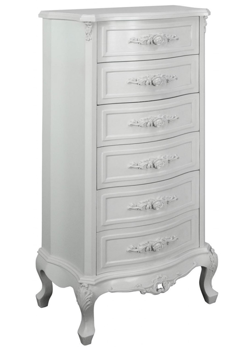 pls058-angled_White Rose Tall Boy 6 Drawer Unit