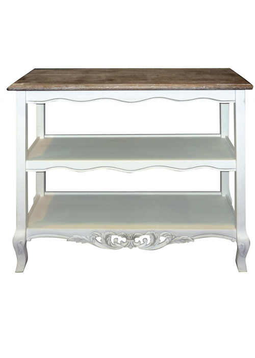 zjw001_French Country Cream Shelves Table