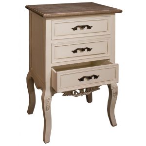 zjw005-angled-open_French Country Cream 3 Chest Drawers