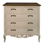 zjw008 French Country Cream Chest 5 Drawers
