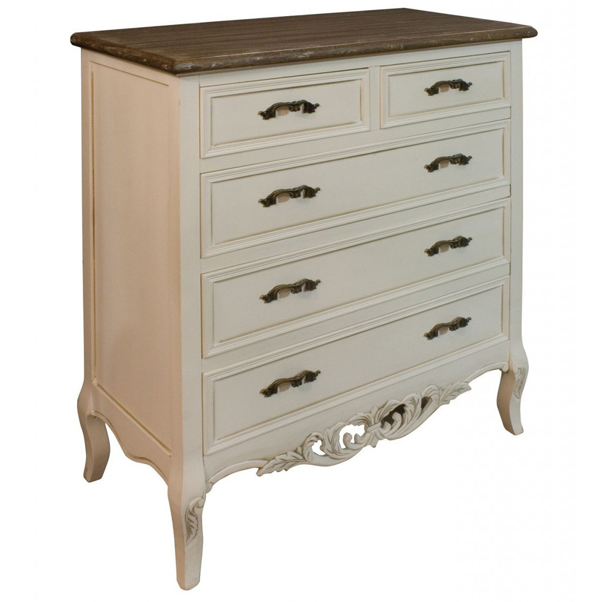 French Country Cream Chest 5 Drawers Interior Flair