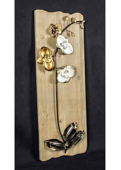 SYD005_3_Rustic Wooden Gold Floral Wall Art