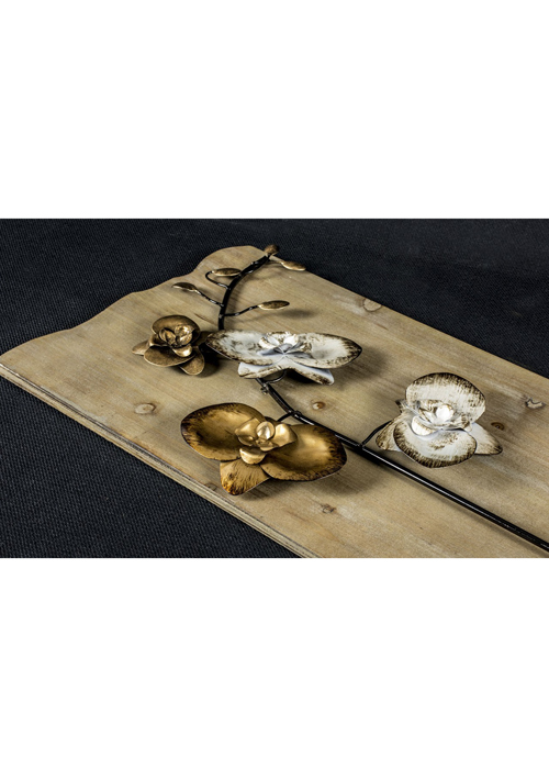 SYD005_4_Rustic Wooden Gold Floral Wall Art