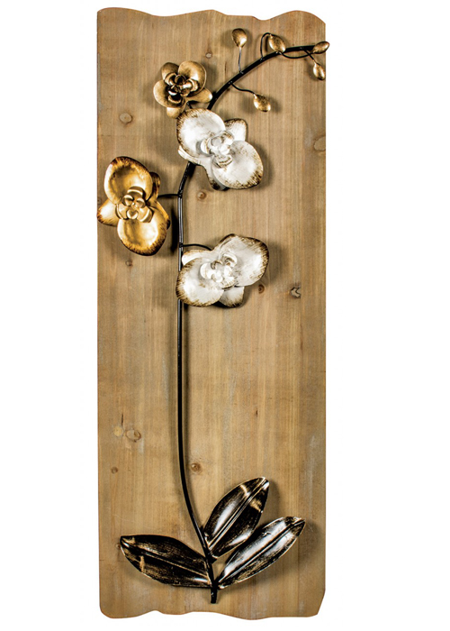SYD005_Rustic Wooden Gold Floral Wall Art