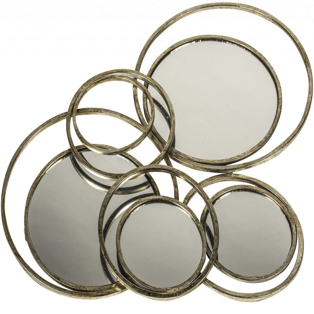YD010_Antique Gold Bronze Circles Wall Mirror