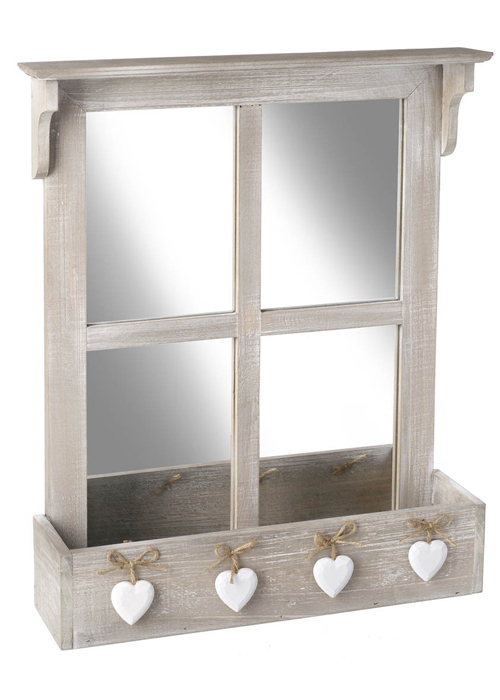 BYZ259_1 Country Hearts Grey Window Style Mirror