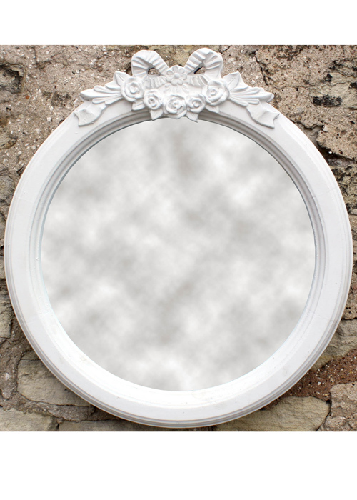 LK902NEW-1 Shabby Chic Floral Ribbon White Mirror