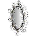 MNX271_Black Bronze Flowers Oval Mirror