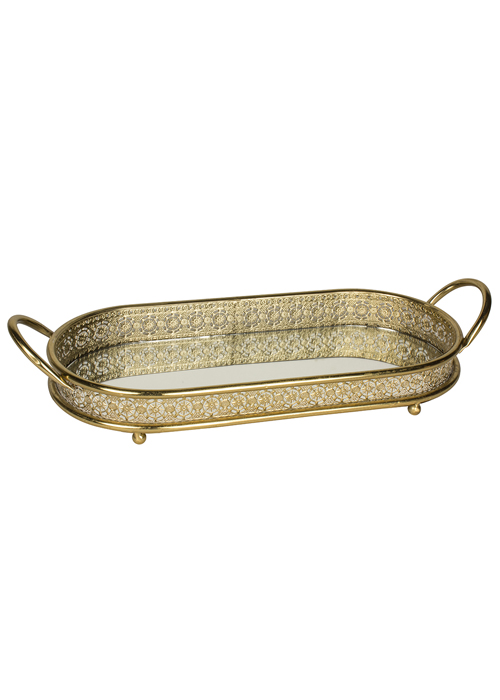 MNX292__Ornate Gold Mirrored Metal Serving Tray