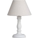 16293 Antique White Beige Wood Table Lamp
