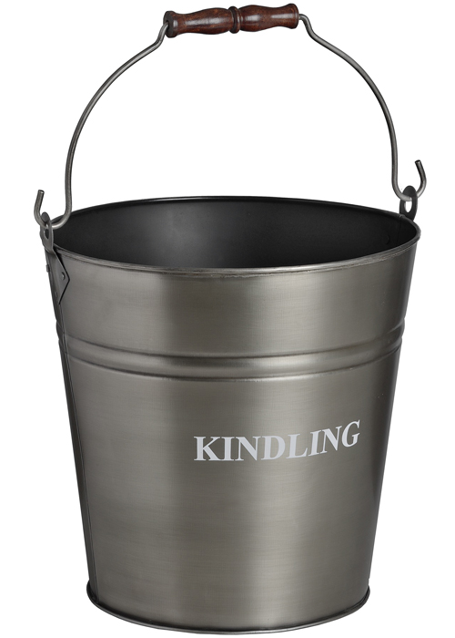 17540-a Antique Pewter Grey Kindling Bucket