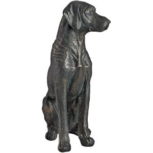 17923-b Antique Black Bronze Sitting Labrador Ornament