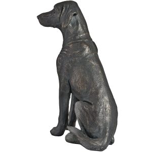 17923-c Antique Black Bronze Sitting Labrador Ornament