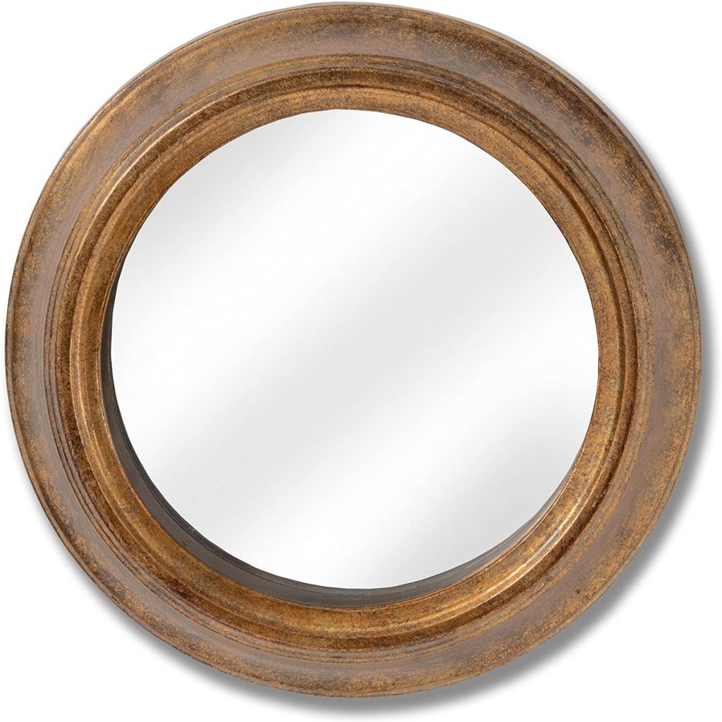 18387-a Gold Deep Frame Round Wall Mirror