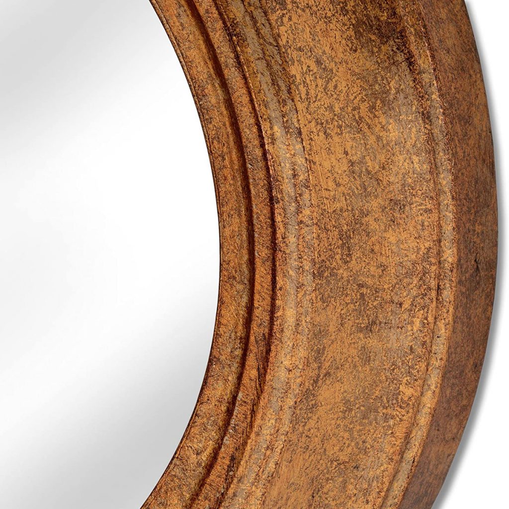 18387-b Gold Deep Frame Round Wall Mirror