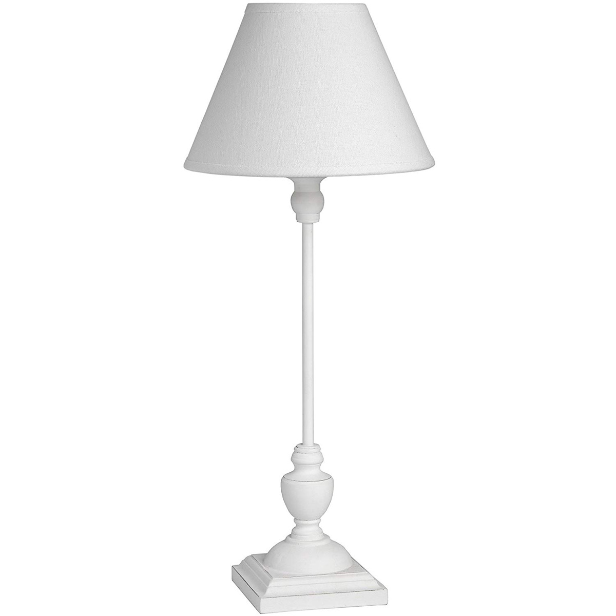 Slim Antique White Wooden Table Lamp, Antique White Table Lamp