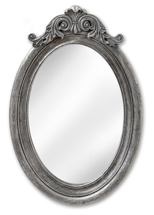 18670 Antique Style Distressed Silver Oval Mirror