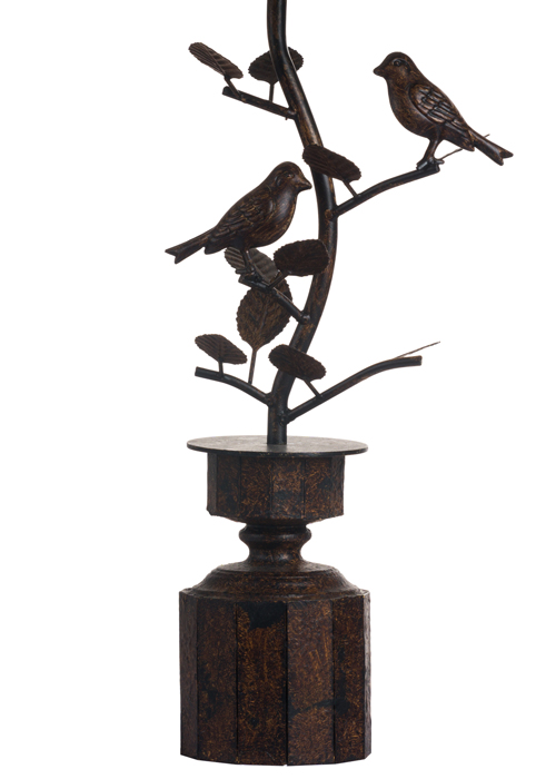 18823-a Antique Brown Ivory Bird Table Lamp