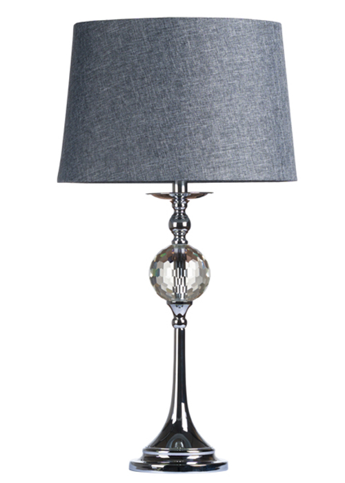 18828 Tall Glass Silver Metal Grey Table Lamp