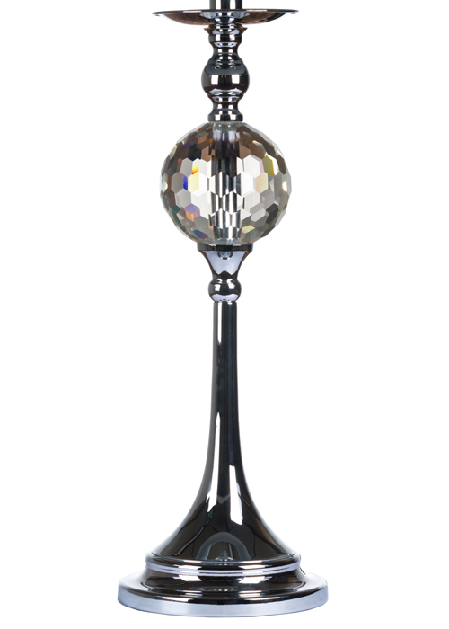 18828-a Tall Glass Silver Metal Grey Table Lamp