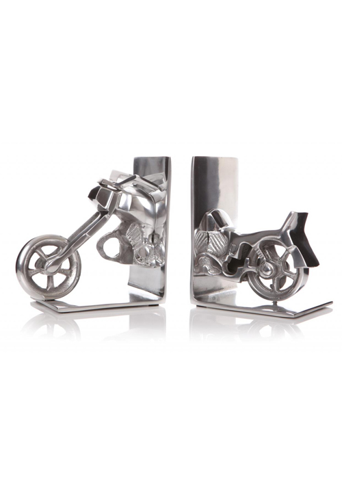 36152_Motorcycle Bike Silver Aluminium Bookends