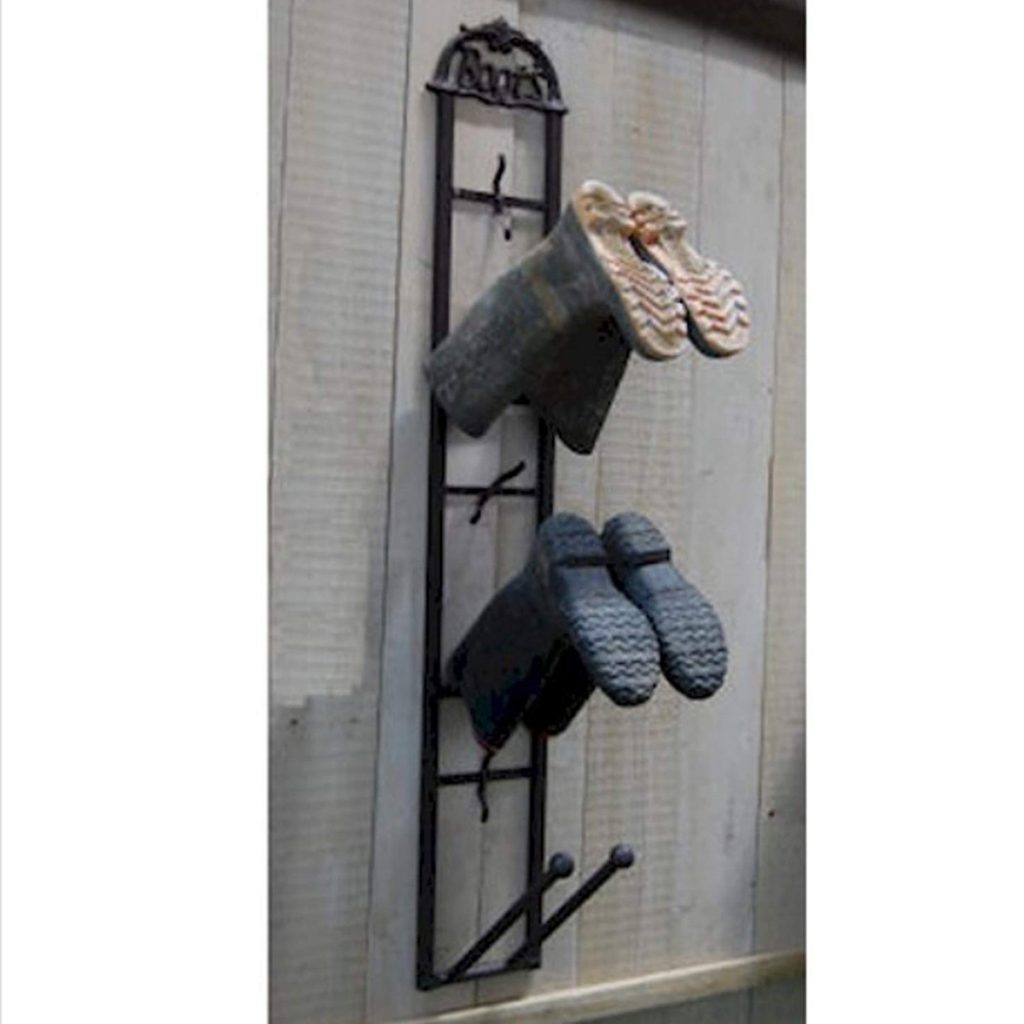 3772 Vintage Brown Boot Storage Wall Rack