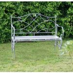 4126 a Vintage Grey Metal Folding Garden Bench