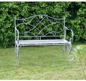 4126 a Vintage Grey Metal Folding Garden Bench