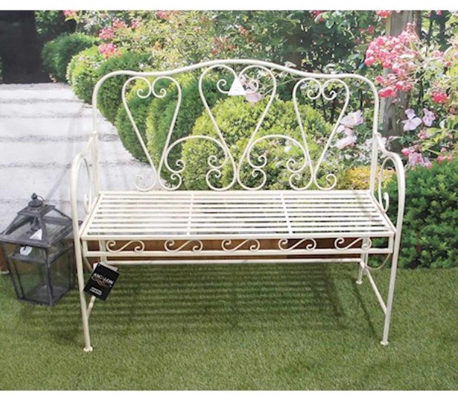 antique-cream-metal-garden-bench-interior-flair