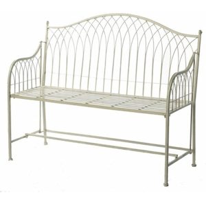 Country Style Cream Metal Garden Bench 2