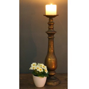 DB170LRG_1 Tall Antique Gold Candle Holder