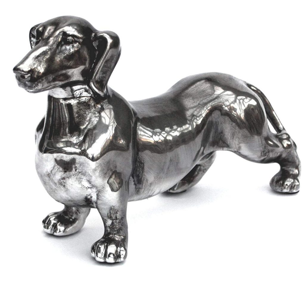 MP147A Antique Silver Standing Dachshund Dog Ornament