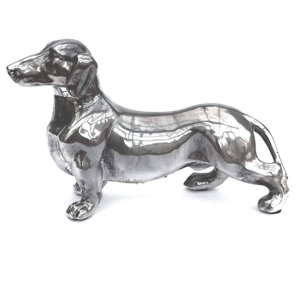 MP147A_1 Antique Silver Standing Dachshund Dog Ornament