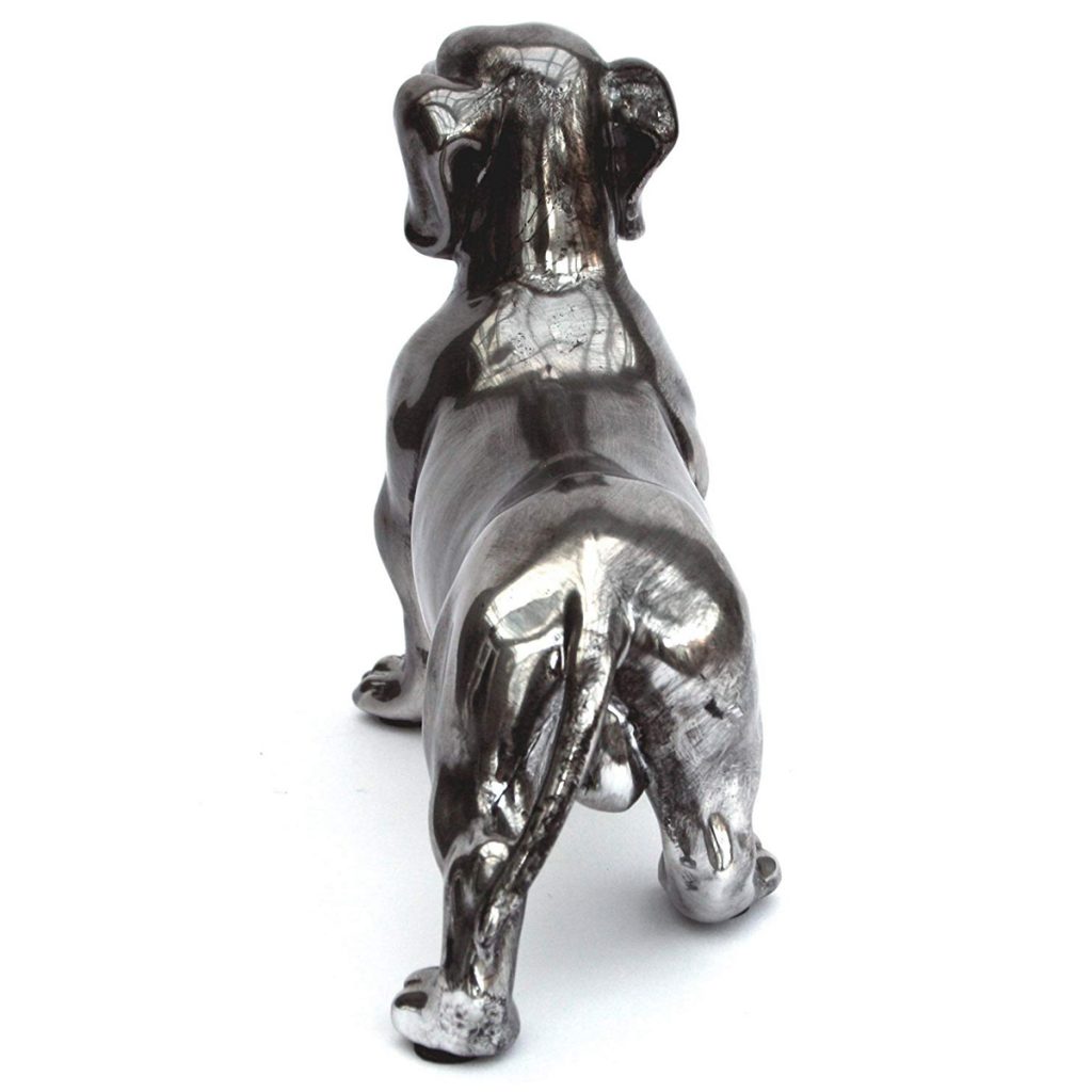 MP147A_2 Antique Silver Standing Dachshund Dog Ornament