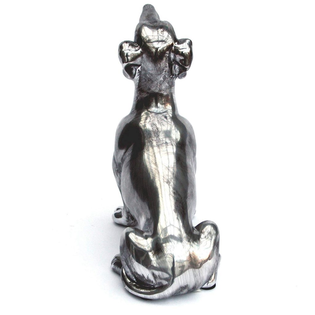 MP147B_2 Antique Silver Sitting Dachshund Dog Ornament