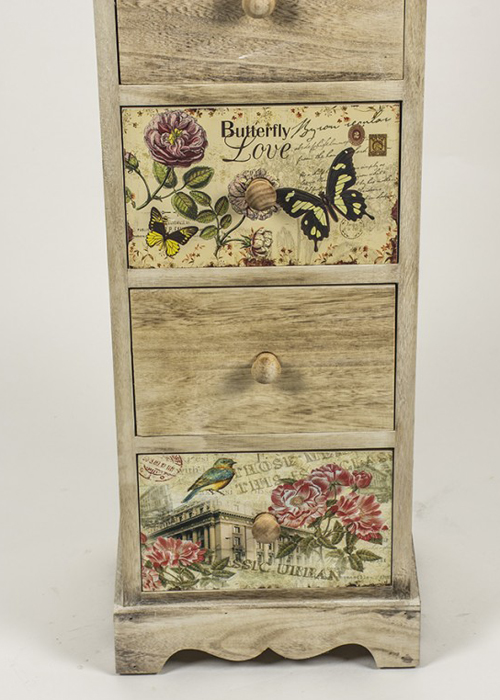 PAX001_2_Tall Vintage Style Floral Chest of Drawers