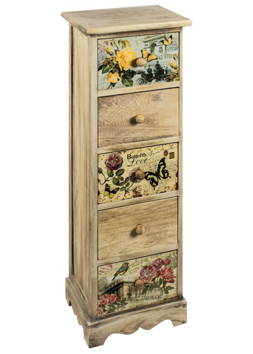 PAX001__Tall Vintage Style Floral Chest of Drawers