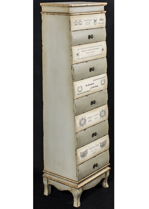 PGO049_4_Tall Grey Books Chest of Drawers