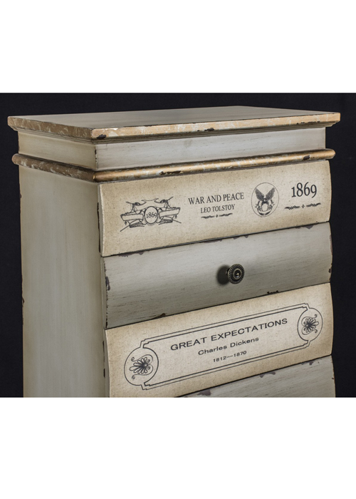 PGO049_5_Tall Grey Books Chest of Drawers