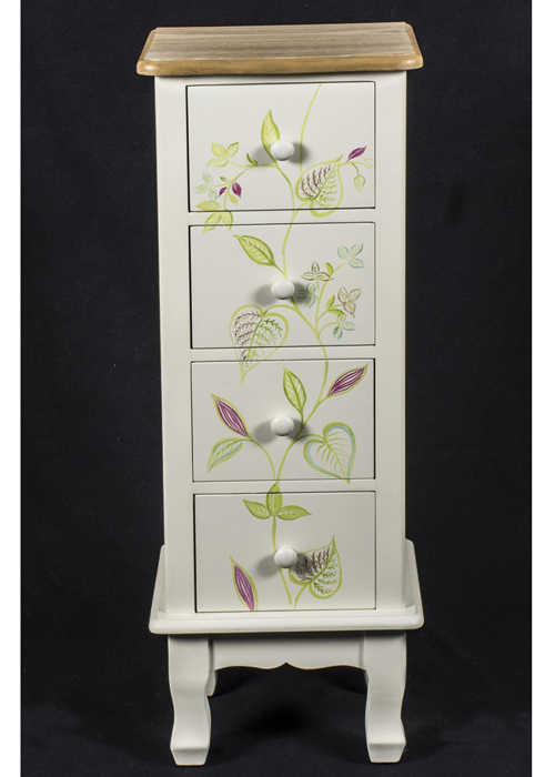 PGO058_1_Country Floral Grey Chest of Drawers