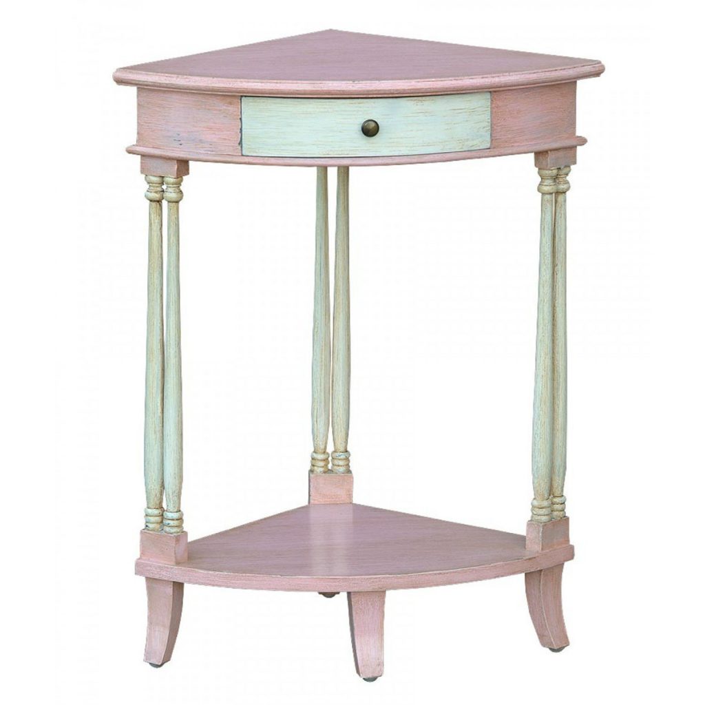 js1007-piaw Vintage Pink White Corner Table