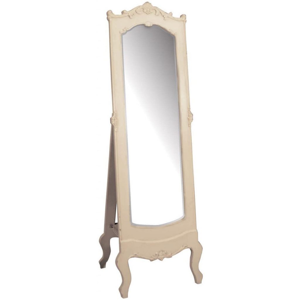 pfj012-angled_French Antique Style Cream Cheval Mirror